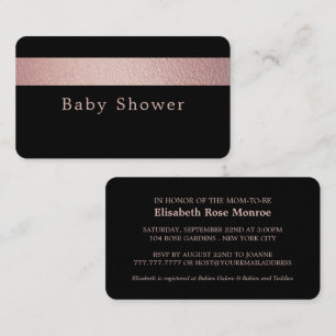 Rose Gold Foil Stripe, Black Baby Shower Ticket