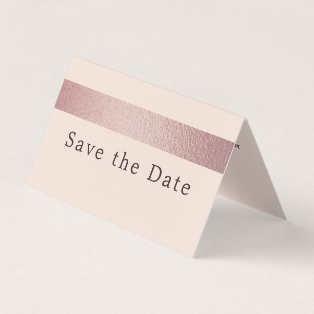 Rose Gold Foil Stripe Photo Save The Date Card (Front)