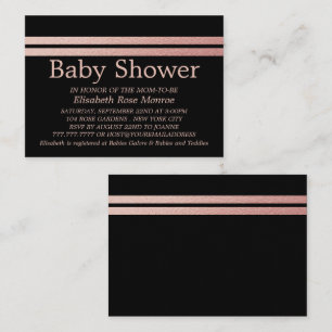 Rose Gold Foil Stripes, Black Baby Shower Invite