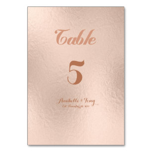 Rose Gold Foil Table Numbers