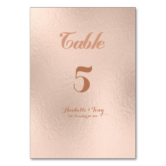 Rose Gold Foil Table Numbers