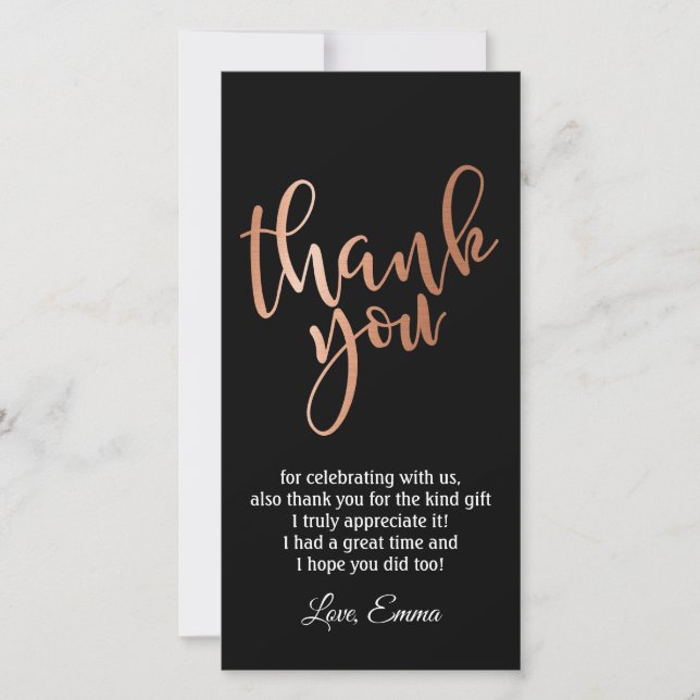 Rose Gold Foil ,  thank you card (Front)
