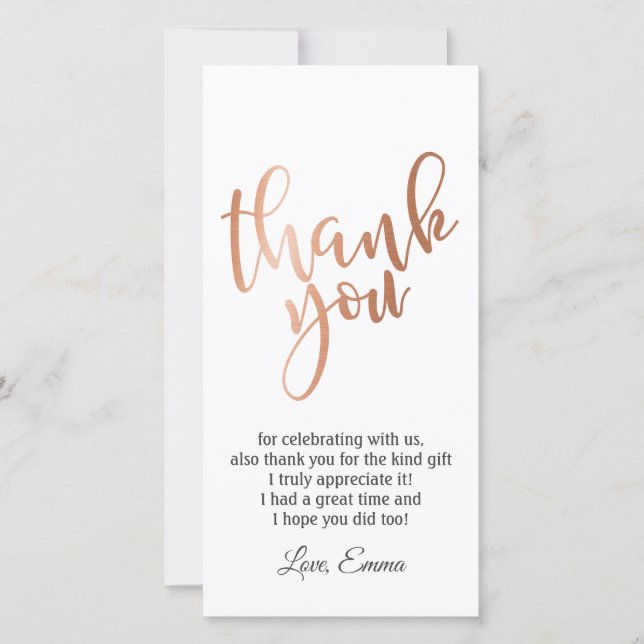 Rose Gold Foil ,  thank you card (Front)