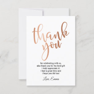 Rose Gold Foil ,  thank you card