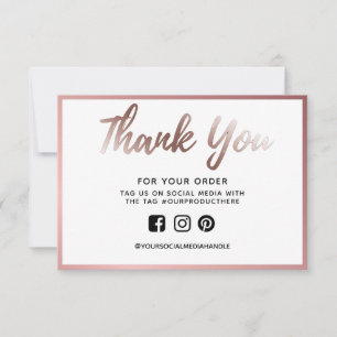 Rose Gold Foil Thank you Custom Media Insert