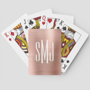 Rose Gold Foil Three Letter Monogram Playing Cards