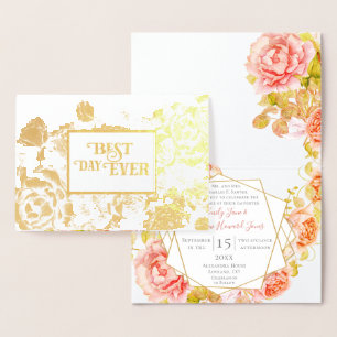 Rose Gold Foil Typographie Mariage Invitations