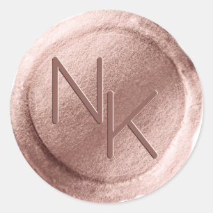 Rose Gold Foil Wax Seal Initials Envelope Sticker
