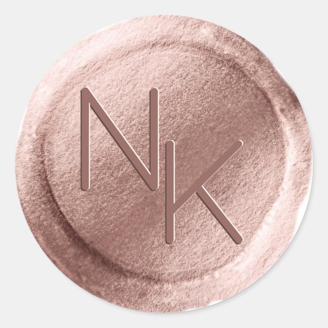 Rose Gold Foil Wax Seal Initials Envelope Sticker (Front)