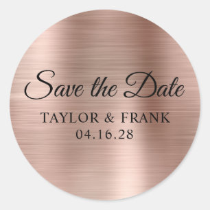 Rose Gold Foil Wedding Save the Date Classic Round Sticker