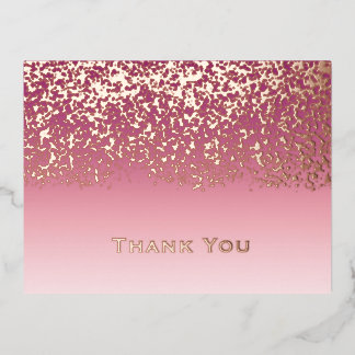 Rose Gold Foil Wedding Thank You Holiday Postcard