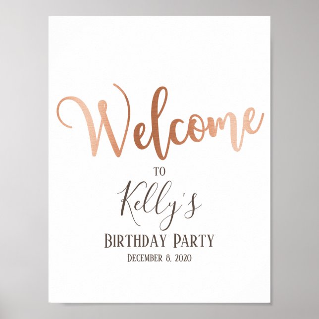 Rose Gold Foil, welcome sign (Front)