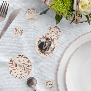 Rose Gold Foil Wildflower Spring Monogram Wedding Confetti