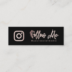 Rose Gold Follow Social Media QR Code  Mini Business Card