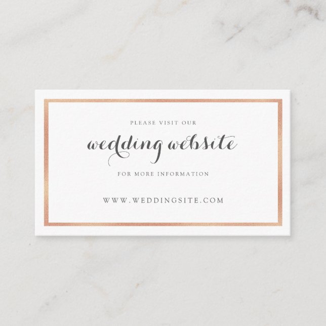 Rose Gold Frontière Moderne Mariage Carte de site  (Devant)