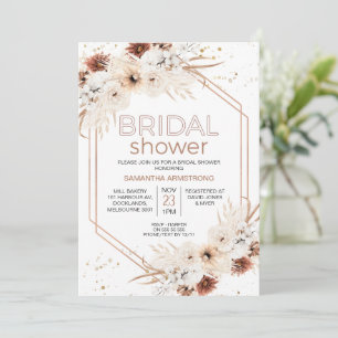 Rose Gold Geometric Boho Floral Bridal Shower Invitation