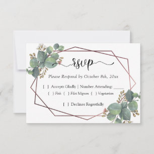 Rose gold geometric frame eucalyptus RSVP