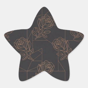 Rose Gold Geometric Line Art Pattern Star Sticker