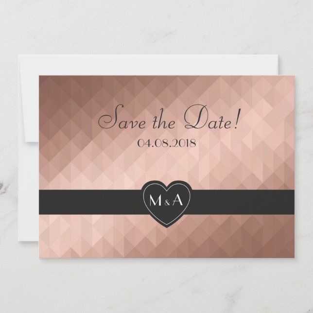 Rose gold geometric metallic effect save the date (Front)