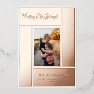 Rose Gold Geometric Photo Frame Foil Holiday Card