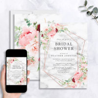 Rose Gold Geometric Pink Floral Bridal Shower