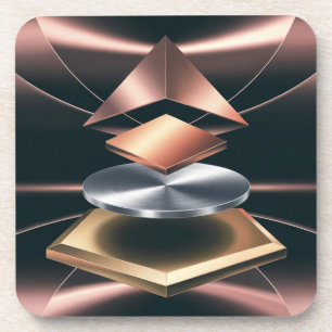 Rose Gold Geometric Plastic Coaster Set