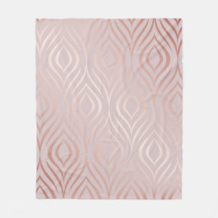 Rose gold geometric seamless pattern fleece blanket