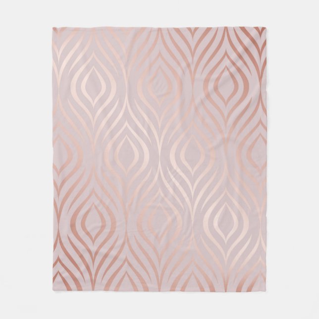 Rose gold geometric seamless pattern fleece blanket (Front)