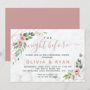Rose gold geometric the night before invitation