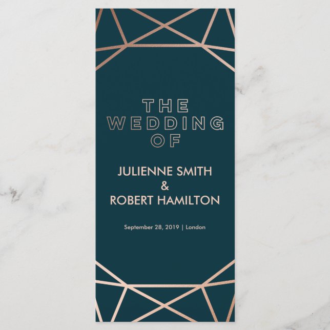 Rose Gold Geometric Wedding Ceremony Program (Front)