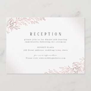 Rose gold gilded botanical wedding reception enclosure card