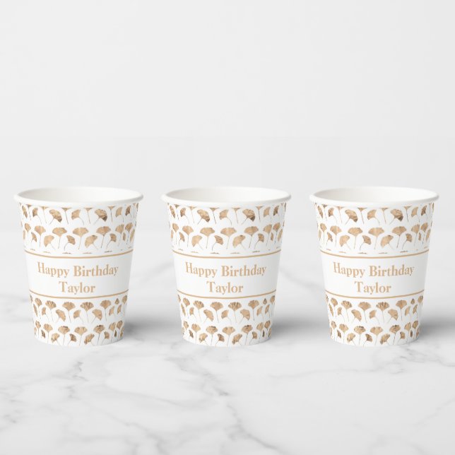 Rose gold ginko leaves modern clean paper cups (Multi)