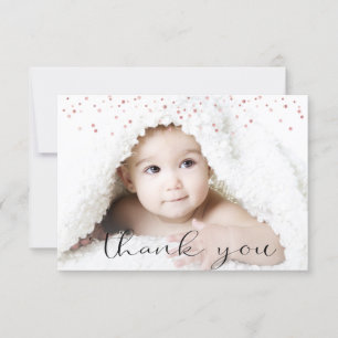 Rose Gold GIRL Baby Shower THANK YOU Photo + Text Card