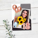 Rose Gold Girl Photo 18th Birthday Party  Invitation<br><div class="desc">Make your daughter's 18th birthday party unforgettable with our stunning rose gold and balloons invitation! This beautiful design is sure to impress her guests and set the tone for a memorable celebration. The rose gold accents add a touch of sophistication to the playful balloons, making it the perfect choice for...</div>
