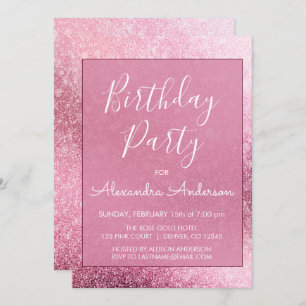 Rose Gold Girly Glitter Sparkle Any Age Birthday Invitation