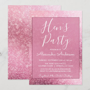 Rose Gold Girly Glitter Sparkle Hen's Party Invitation