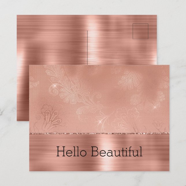 Rose Gold Girly Lace Postcard (Front/Back)