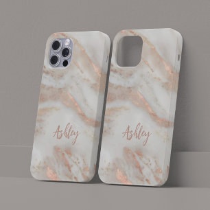 Rose gold girly modern script name iPhone 14 case