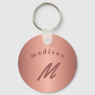 Rose gold girly monogram name chic elegant keychain