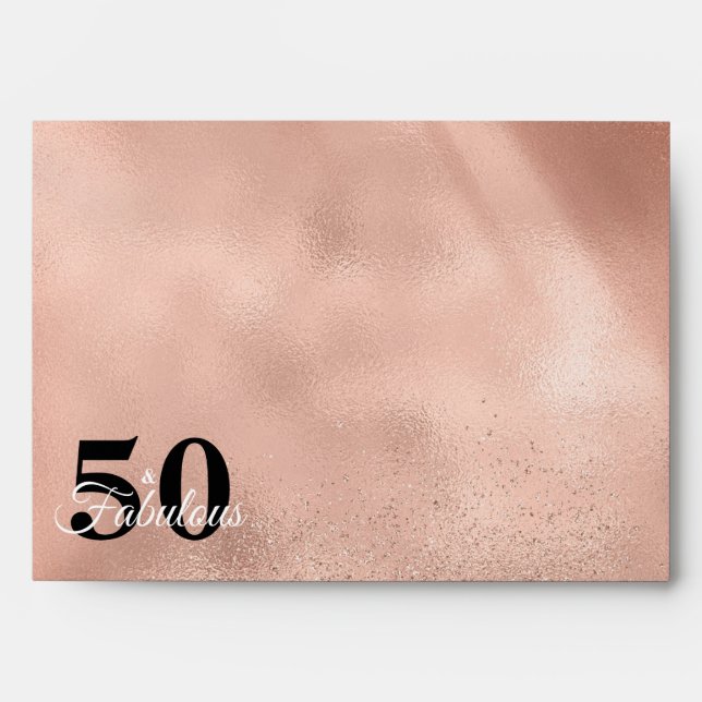 Rose Gold Glam 50 and Fabulous Birthday  Envelope (Front)