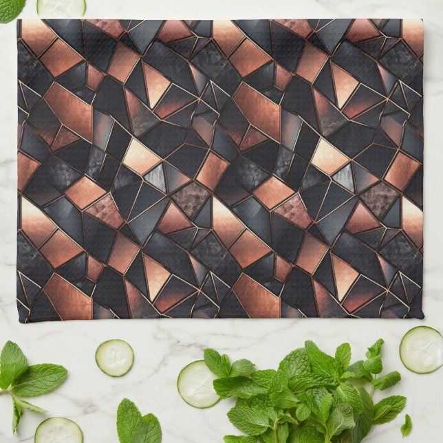 Rose Gold Glam and Black Kitchen Towel (Folded)