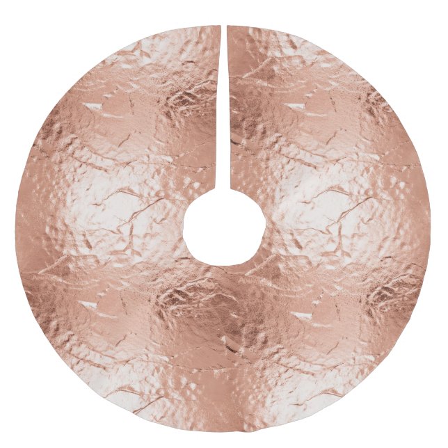 Rose Gold Glam Brushed Polyester Tree Skirt (Front)
