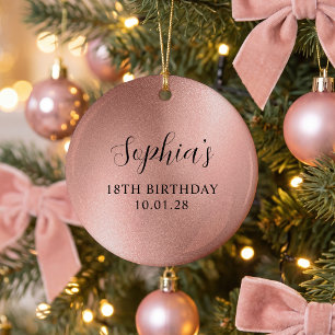 Rose Gold Glam Foil 18th Birthday Photo Ceramic Ornament