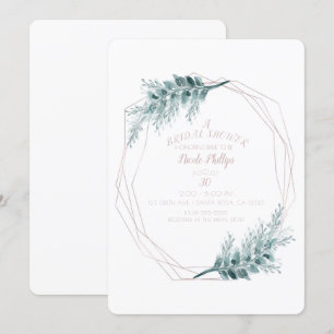 Rose Gold Glam Geometric Botanical Bridal Shower Invitation