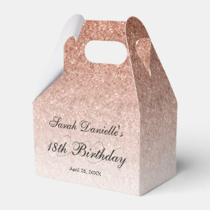 Rose Gold Glam Glitter Any Year Birthday Favor Box