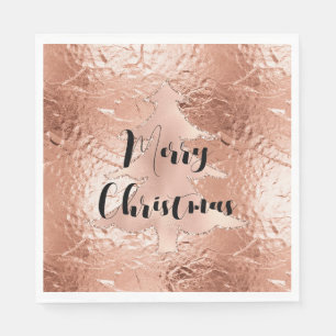 Rose Gold Glam Glitter Christmas Tree Napkin