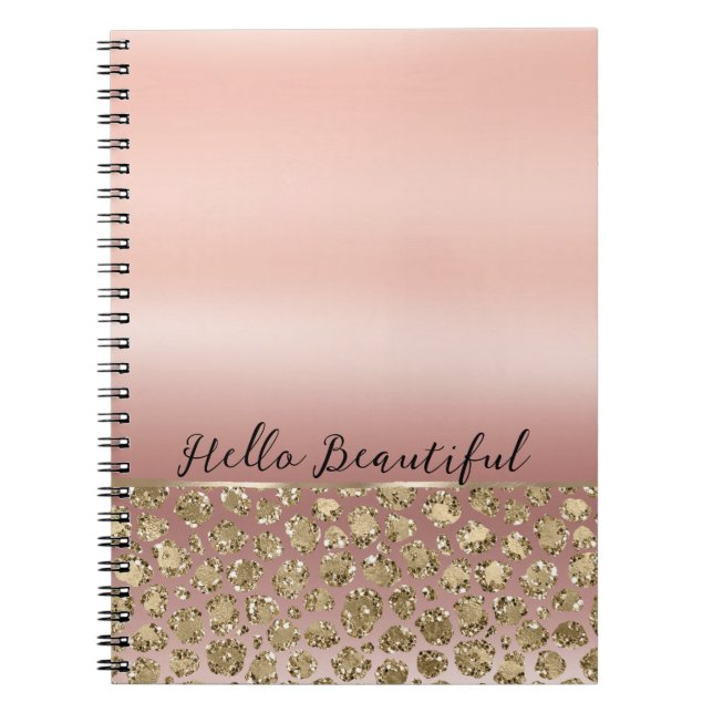 Rose Gold Glam Glitter Leopard   Notebook (Front)