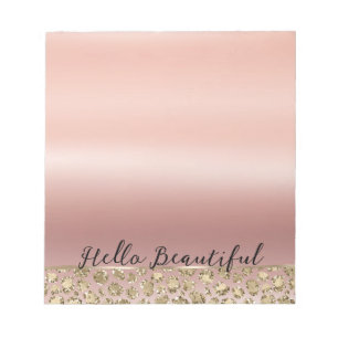 Rose Gold Glam Glitter Leopard   Notepad