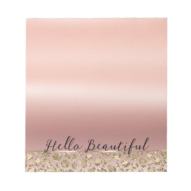 Rose Gold Glam Glitter Leopard   Notepad (Front)