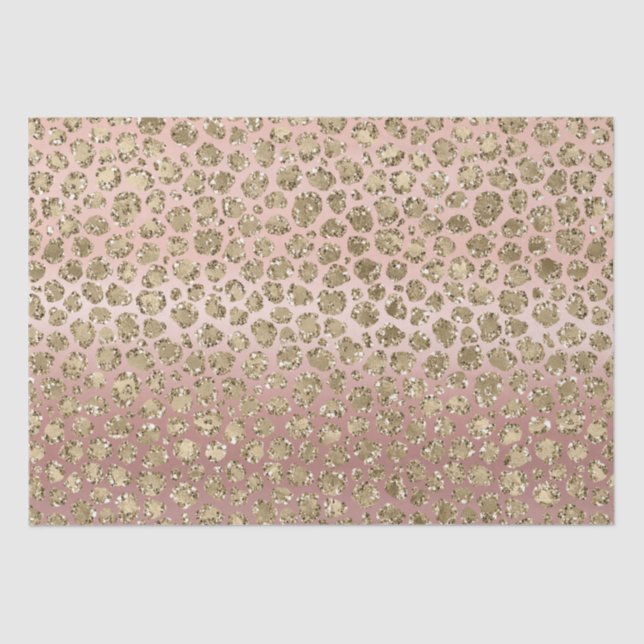 Rose Gold Glam Glitter Leopard   Tissue Paper (Front)
